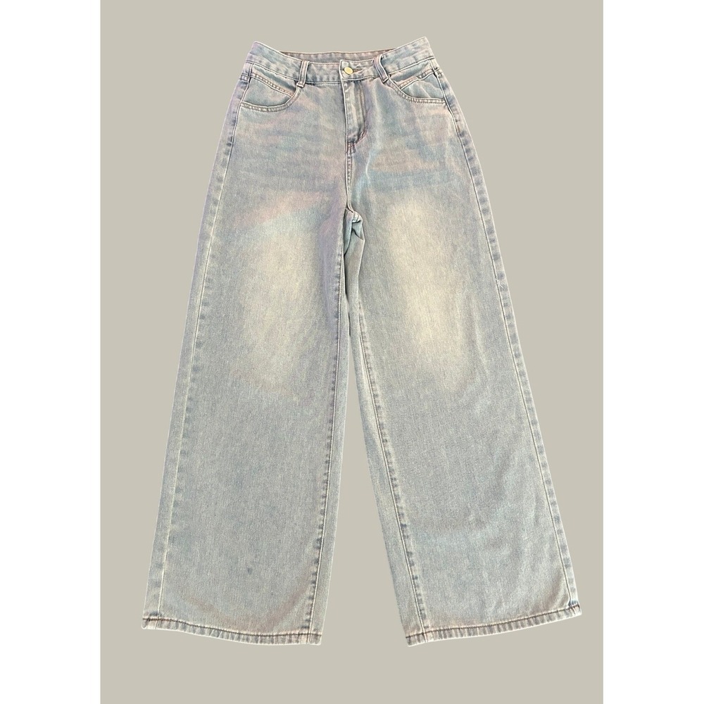 Dazy Light Wash High Waisted Wide Leg Jeans Light Blue Size S 1422